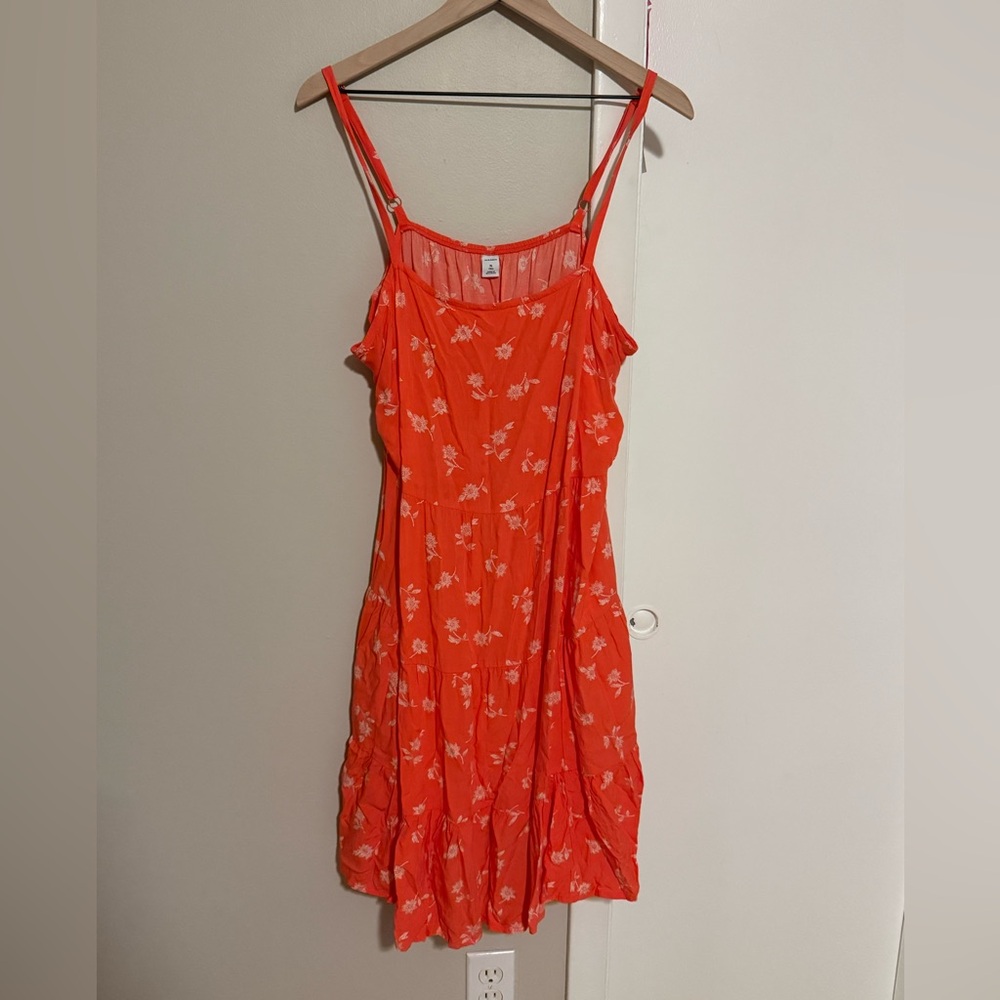 ⭐️old navy orange floral tiered sun dress XL tall